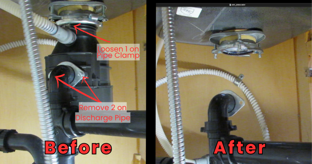 Garbage disposal connection screw locations.